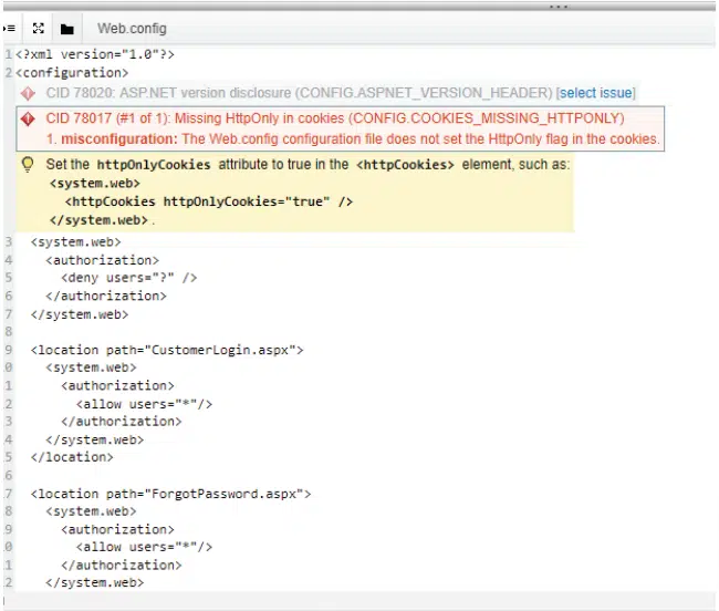 SAST configuration analysis — scanning config files for misconfigurations
