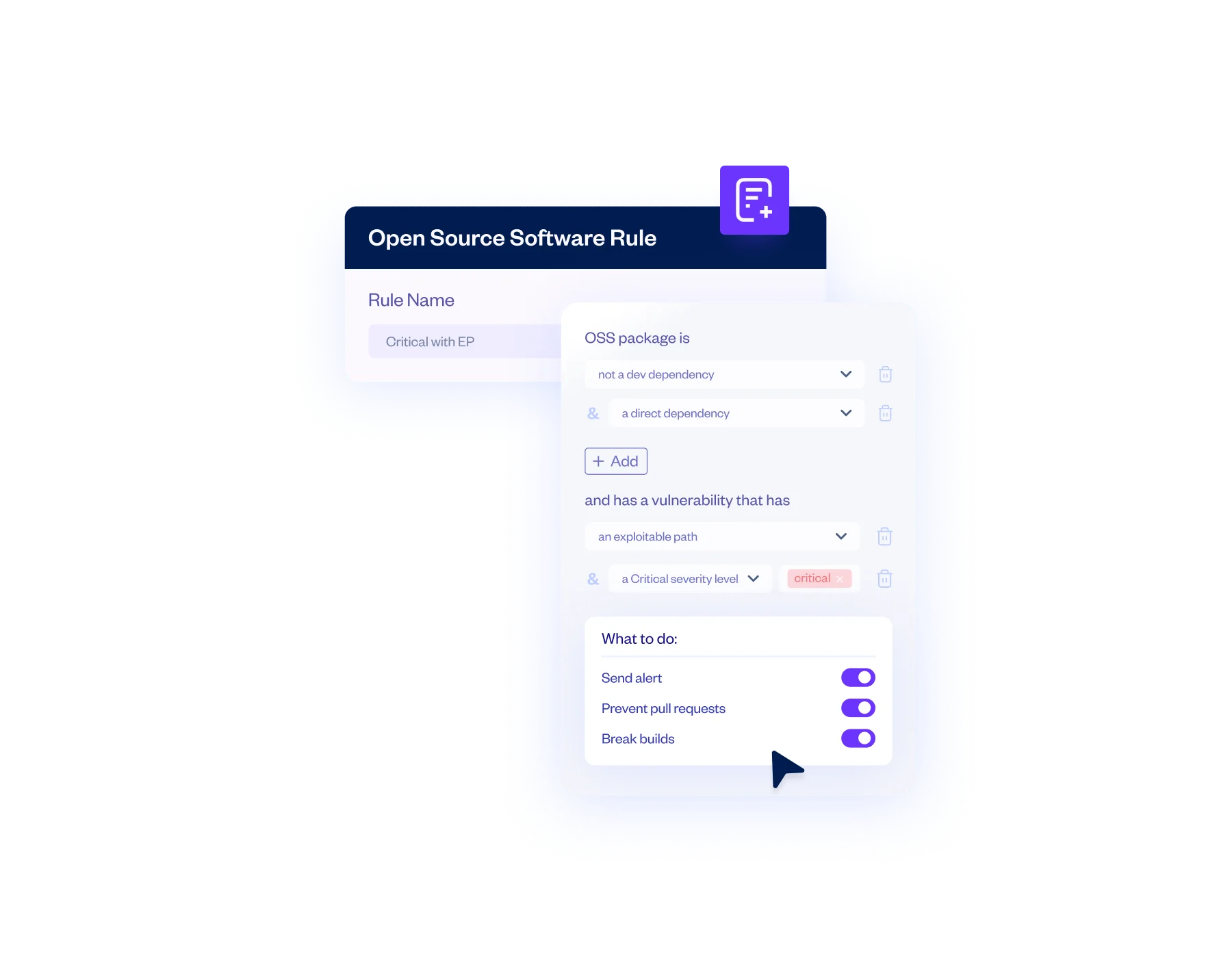 Checkmarx SCA policy rules with automated actions for vulnerability and license management