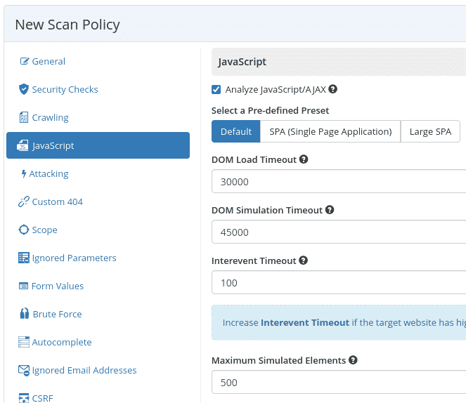 Javascript configurations