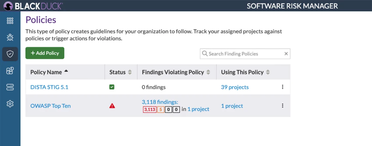 Software Risk Manager policy management for standardizing AppSec workflows