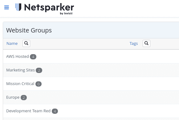 Netsparker Website Groups