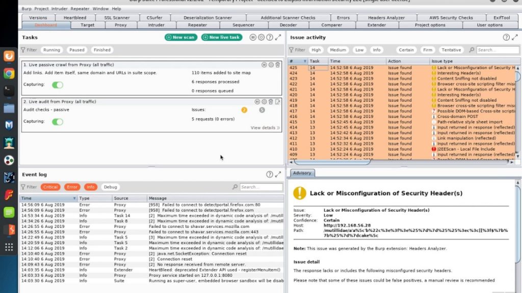 Burp Suite Scan Result