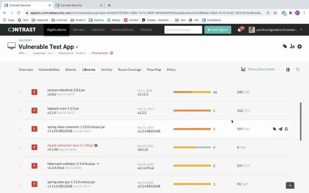 Contrast Security SCA Scan Result