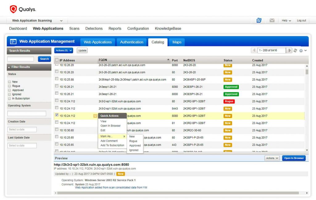 Qualys WAS Scan Result