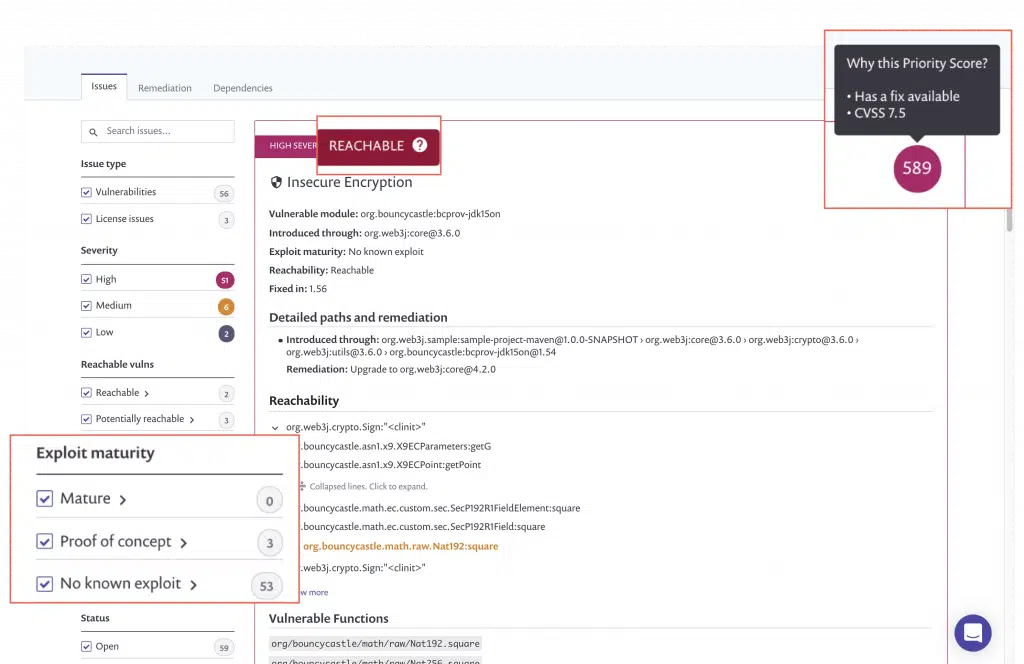Snyk Open Source SCA Scan Result