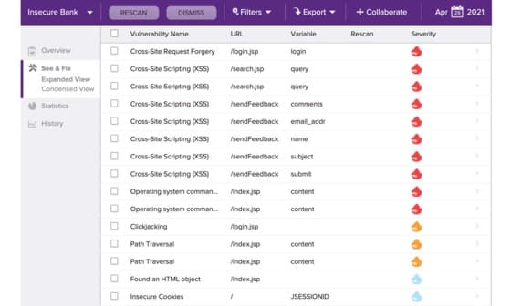 Synopsys Web-Scanner Scan Result